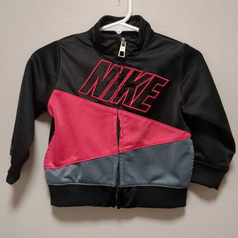Nike Black Pink Gray Full Zip Sweatshirt - Baby Girls 12 Months